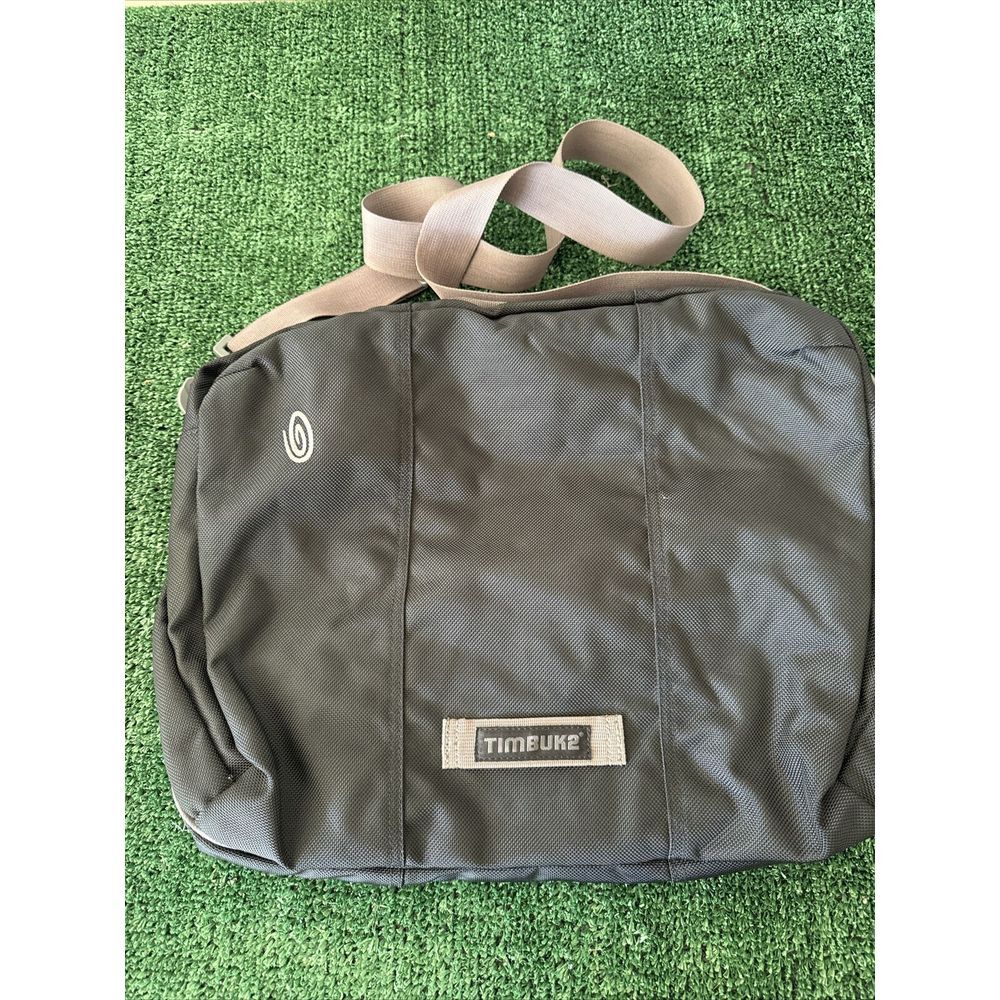Timbuk2 DIF11 Medium Black,‎ Brown & Silver Crossbody Messenger Laptop Bag EUC